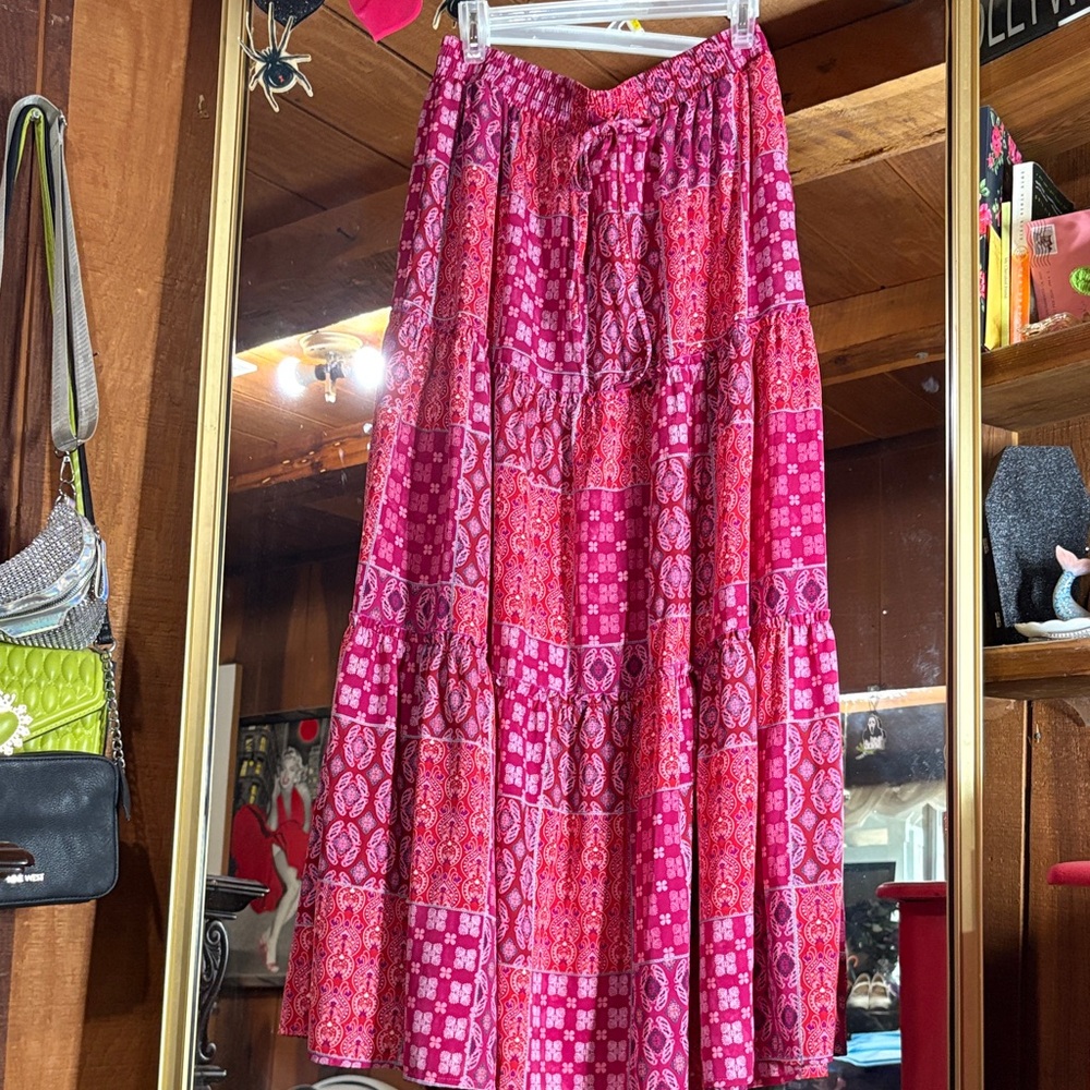 Patchwork Pink Maxi Skirt